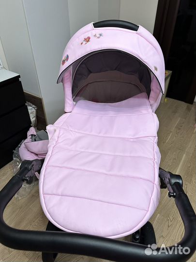 Коляска 2 в 1 бу Bebetto для девочек из экокожи