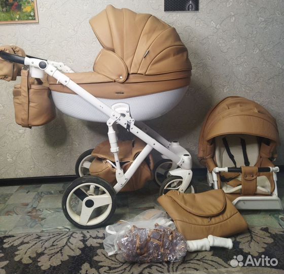 Коляска Adamex Luciano в коже 2в1 (как новая)