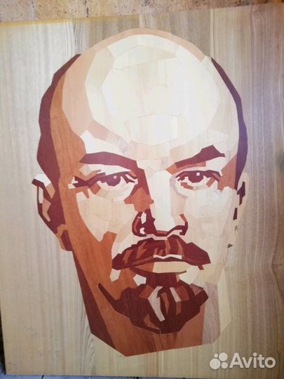 Ленин инкрустация-натуральный шпон 90х75