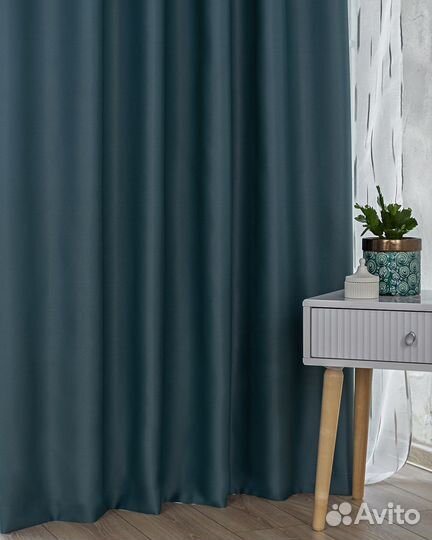 Шторы блэкаут Амадео морская волна новые пошив