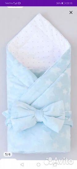 Одеяло-конверт на выписку с бантом демисезонное