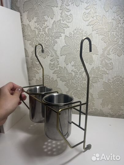 Навесные стаканы на рейлинг для столовых приборов