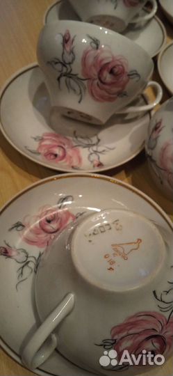 Чайный сервиз СССР Дулево Розы и Вербилки