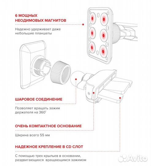 Автодержатель смартфона в CD слот Arroys CD-SM1