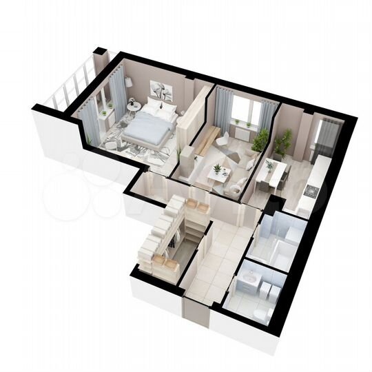 2-к. квартира, 65,1 м², 2/16 эт.