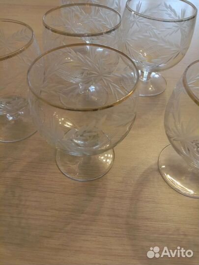 Винтажные рюмочки хрусталь мини с золотым ободком