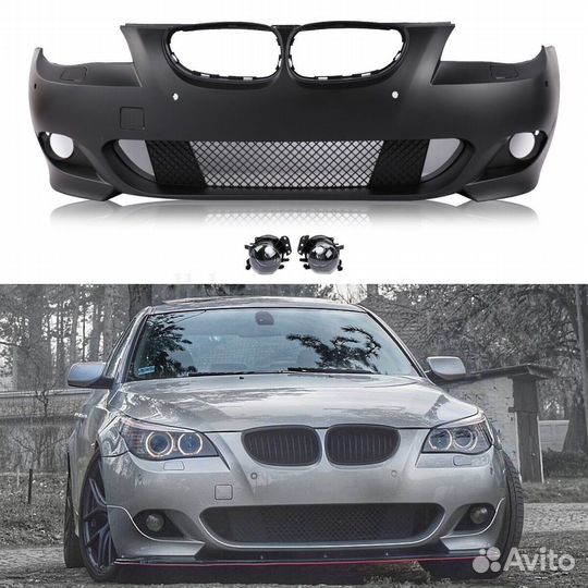 Передний бампер BMW E60 M tech с птф