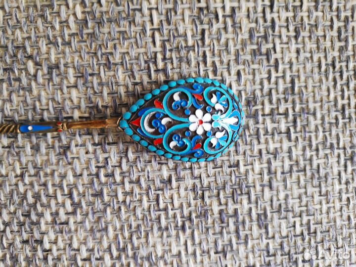 Набор чайных ложек, серебро 84 пробы, эмаль