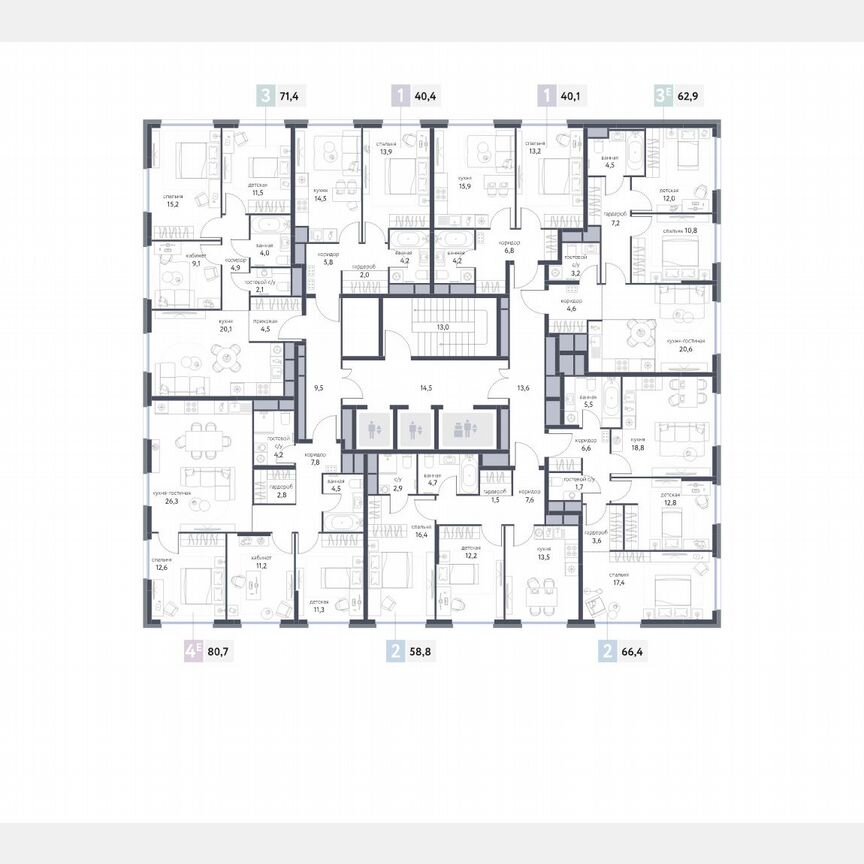 2-к. квартира, 66 м², 4/25 эт.
