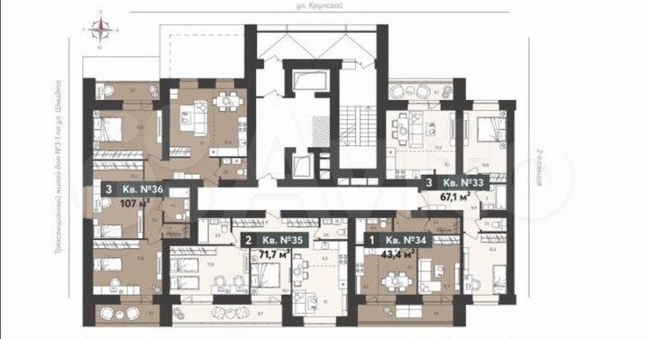 3-к. квартира, 67,1 м², 9/14 эт.