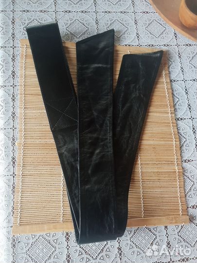 Кожанный пояс черный широкий