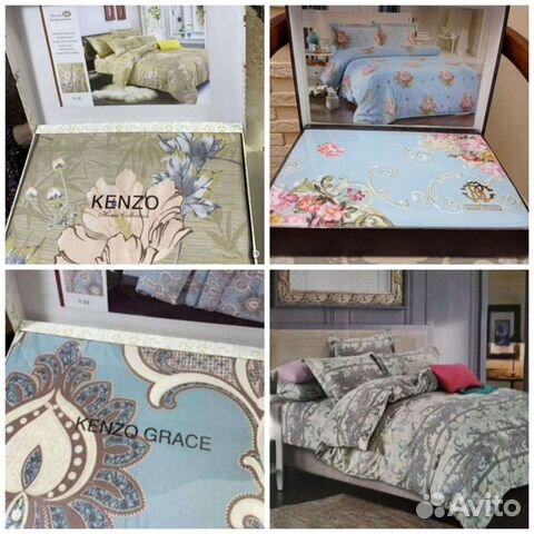 Белье постельное сатин,бренд kenzo,евро