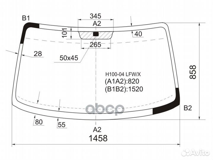 Стекло лобовое Hyundai Porter 04- H100-04 LFW/X