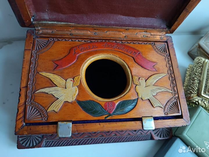 Шкатулка стиль Абрамцево старинная, винтаж, антикв