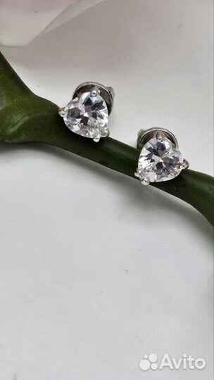 Серебряные серьги пусеты с фианитами 925 пр