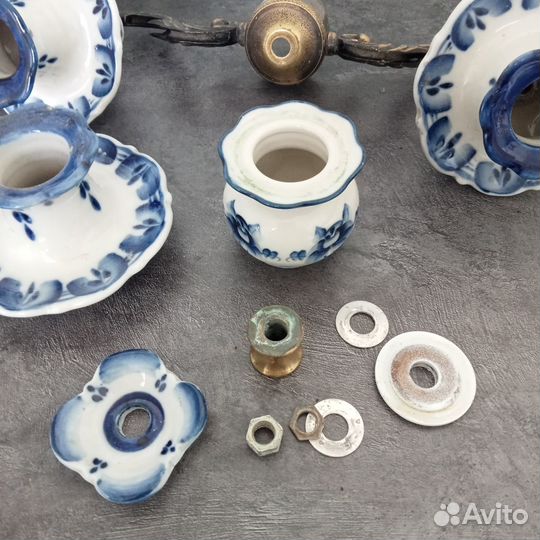 Советский фарфоровый канделябр Гжель