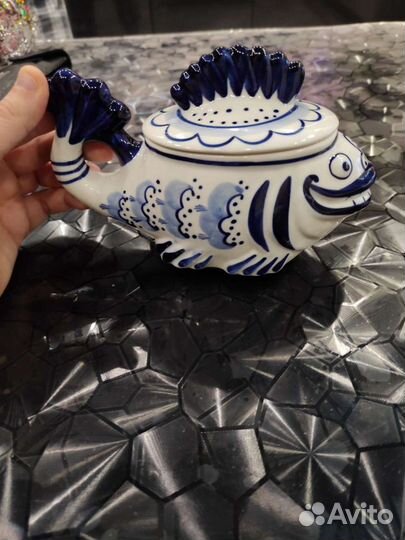 Шкатулка Рыба Гжель