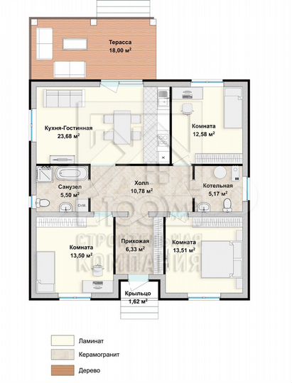 Коттедж 110 м² на участке 7 сот.