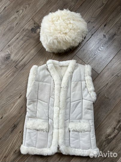 Папаха и жилетка из овчины детская