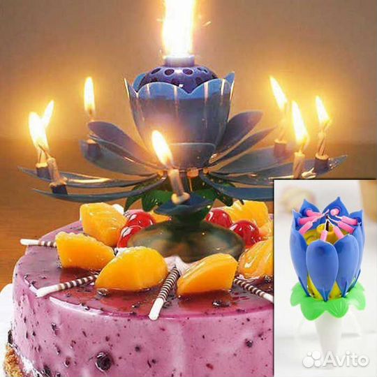 Свеча в торт музыкальный цветок