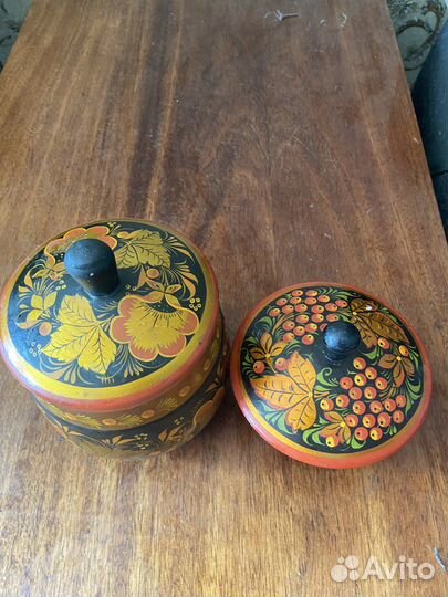Деревянные баночки(Хохлома СССР)