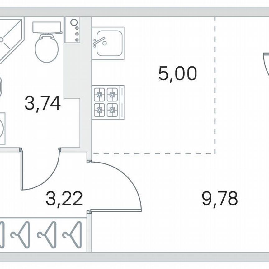 Квартира-студия, 24,8 м², 4/4 эт.