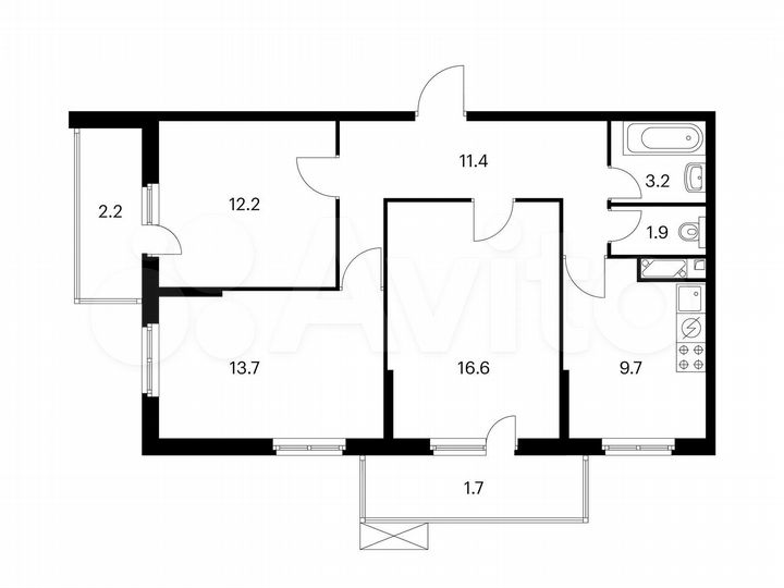 3-к. квартира, 72,5 м², 13/25 эт.