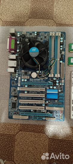Комплект мат плата,проц,кулер,оперативка, заглушка