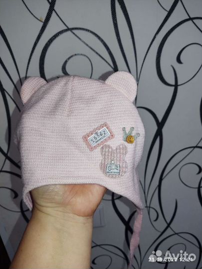 Шапка для девочки на демисезонная до 18 мес