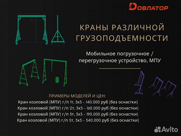 Кран козловой мпу передвижной усиленный