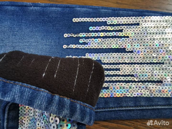Джинсы утепленные с пайетками Acoola. р. 134