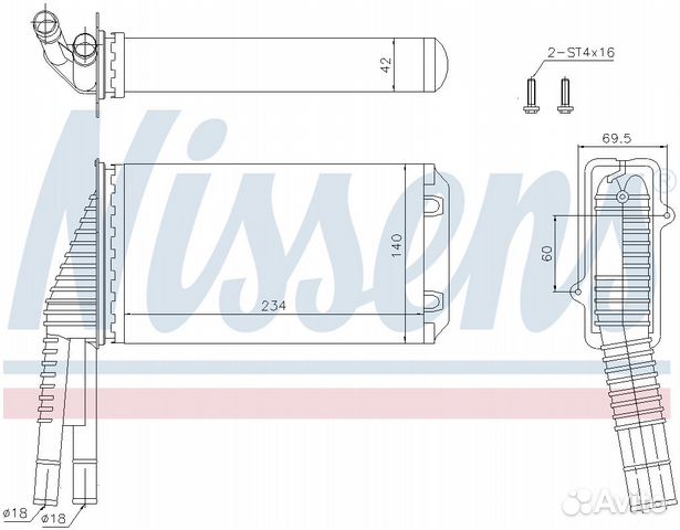 Радиатор Отопителя Салона Peugeot 107 05- Nisse