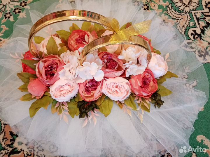 Свадебные кольца и ленты на машину