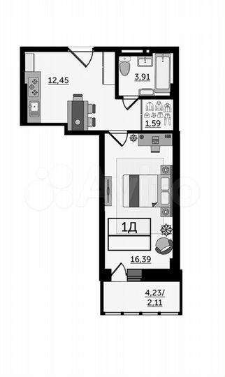 1-к. квартира, 36,4 м², 11/25 эт.