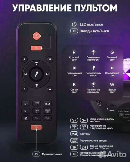 Светильник ночник проектор Звёздного неба 8w+2дин