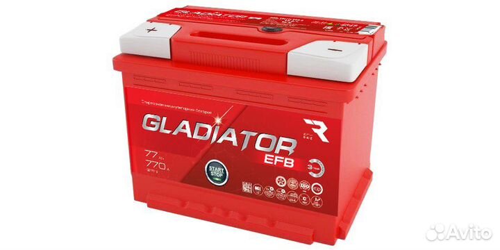 Аккумулятор gladiator EFB 77 Ah, 770 A,276x175x190