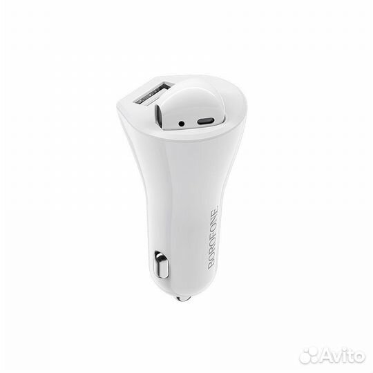 Азу гарнитура Borofone BC23 Touareg Wireless Headset Car Charger - White