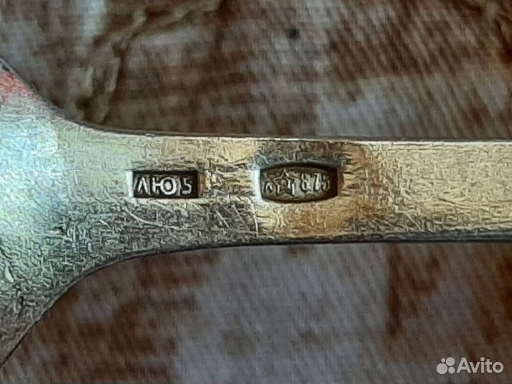 Комплект ложки серебряные 875 позолота эмаль СССР