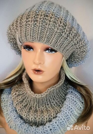 Комплект вязаный Берет и Снуд на осень и весну