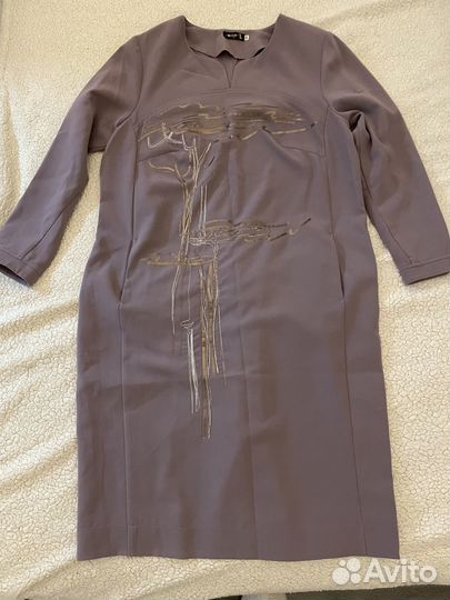 Платье р54 плотный трикотаж цвет лаванда