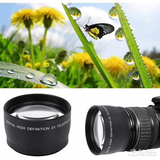 Телеконвертор high definition 2x telephoto 52мм+