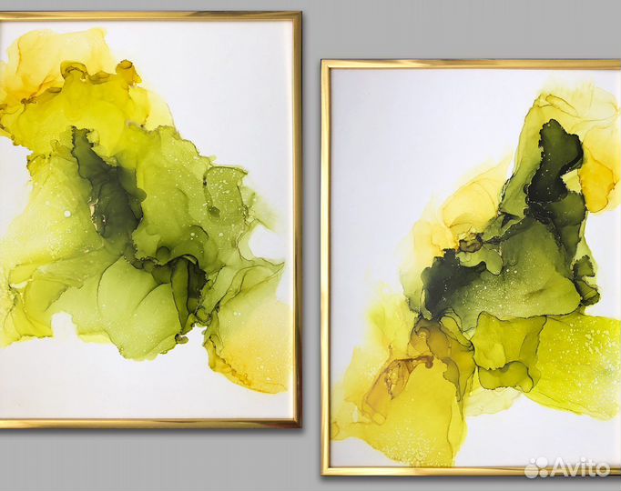 Картина диптих алкогольные чернила