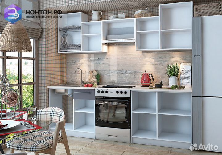 Кухня Бланка белый / синга крем / бархат графит