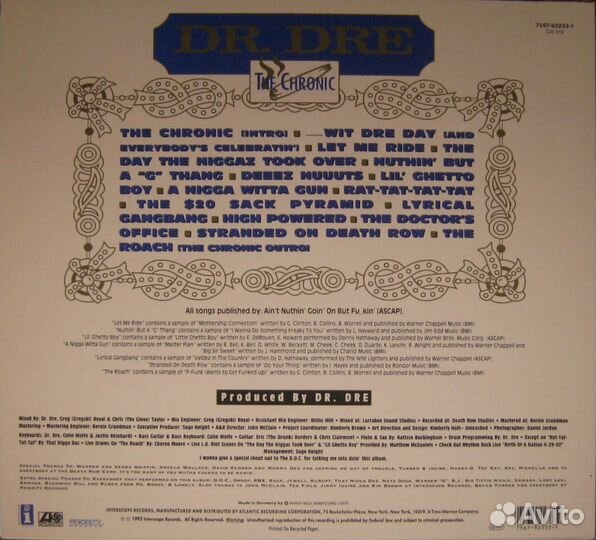 LP Dr. Dre – The Chronic - 1992 (2020) EU
