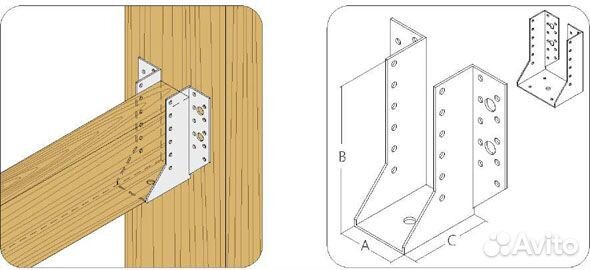Опора бруса раскрытая 50*140*76