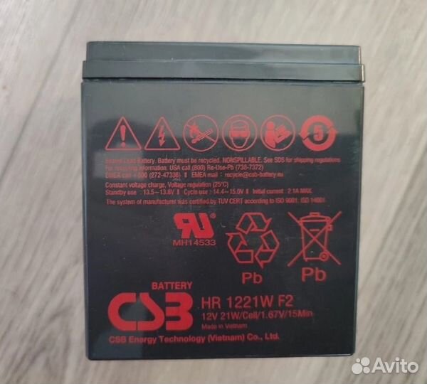 Аккумулятор CSB HR 12-21W (12V 4,8Ah)