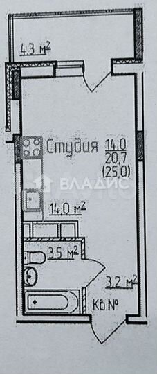 Квартира-студия, 25 м², 5/18 эт.