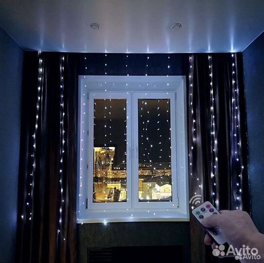 Гирлянда-штора с пультом