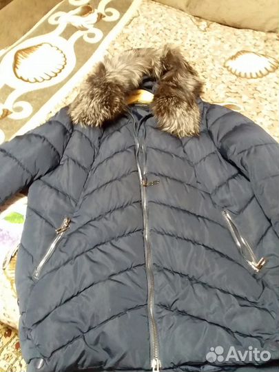 Пуховик зимний длинный женский с мехом