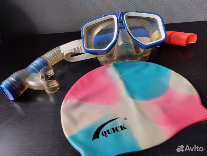 Очки и трубка для ныряния, силиконовая шапка